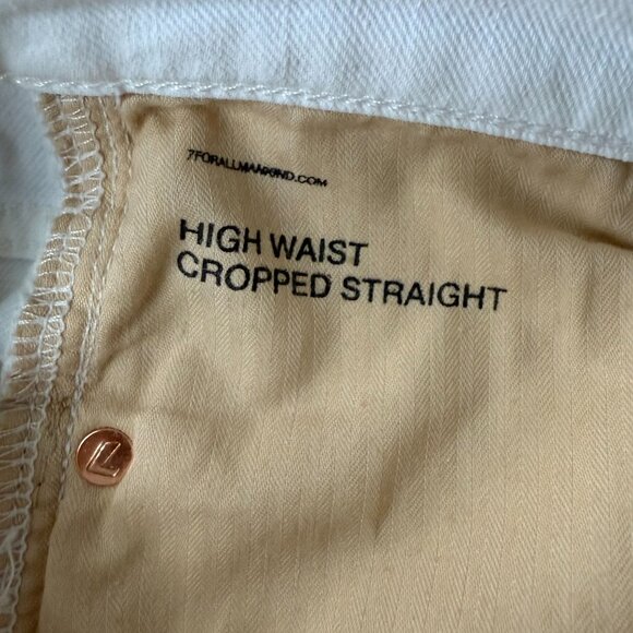 7 for All Mankind Denim High Waist Cropped Straight Leg Jeans Women's 28 White - Picture 8 of 15